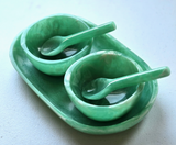 Small Serving Tray with 2 Bowls & Spoons - Teal