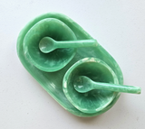 Small Serving Tray with 2 Bowls & Spoons - Teal