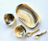 Small Serving Tray with 2 Bowls & Spoons - Marble Brown