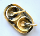 Small Serving Tray with 2 Bowls & Spoons - Marble Brown