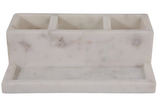 Marble 3-Cup & Tray Desk Organizer, White