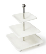 Azure Matte White Three Tiered Serving Stand