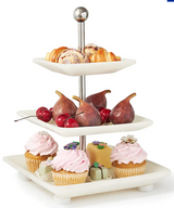 Azure Matte White Three Tiered Serving Stand