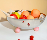Temari Light Pink Footed Salad Serving Bowl