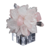 Crystal Quartz Sphere on Cube – Rose & Rock Quartz, 5"