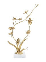 ORCHIDS IN BLOOM SCULPTURE, LARGE BRASS