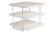 St. Kitts End Table – White Sand with Acrylic Legs
