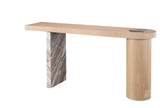 Croydon Console Table – White Oak with Marble Pedestal, 70"