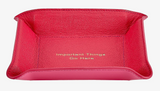 Pink Leather Valet Tray - "Important Things Go Here"