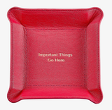 Pink Leather Valet Tray - "Important Things Go Here"