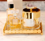 Small 24K Gold Plated Decorative Jar w/ Citrus Stone