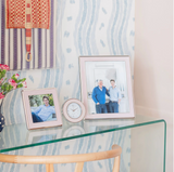 Pale Pink Enamel & Silver Curve Frame