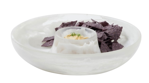Hugo White Swirled Chip And Dip Bowl