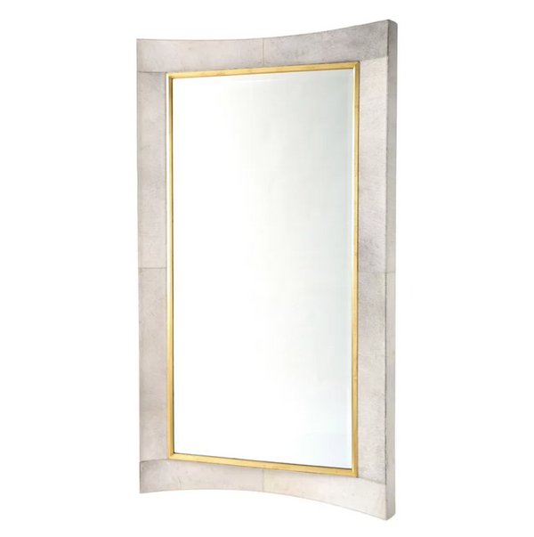 Curved Floor Mirror-White Hair-On-Hide