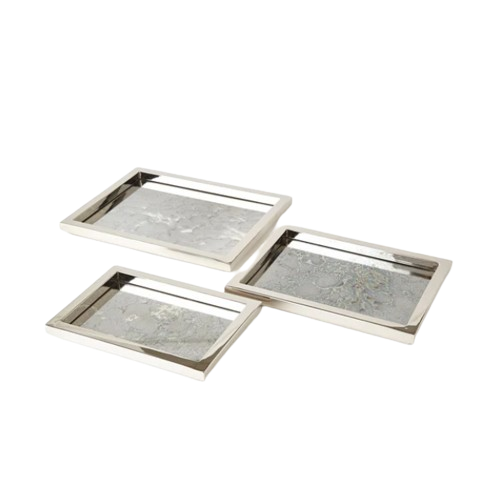 Large Stepped Nesting Trays-Nickel