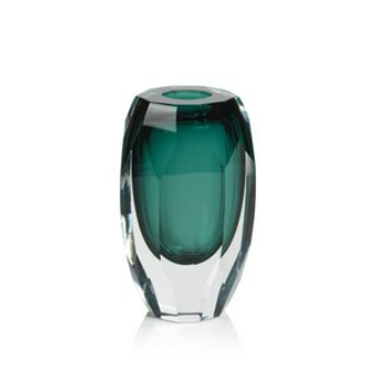 Aman Emerald Cut Glass Vase - Medium