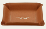 Tan Leather Valet Tray - "Important Things Go Here"