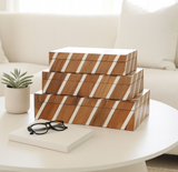 SET OF 3 BROWN BOXES
