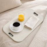 Serving Tray with Metal Handles Piedra Ivory