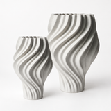 White Waved Ceramic Vase