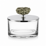 Small Stainless Stell Round Jar W/ Pyrite Stone
