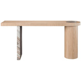 Croydon Console Table – White Oak with Marble Pedestal, 70"