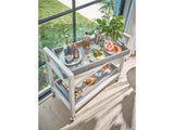 Jupiter Bar Cart – White Sand Frame with Seagrass Trays