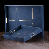 Large Navy Faux Shagreen Tray