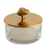 Small  Gold Plated Round Jar w/ Pyrite Stone