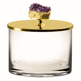 Medium 24K Gold Plated Round Box w/ Amethyst Stone
