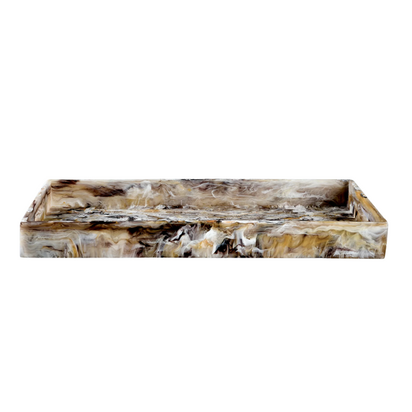 Handled Rectangle Tray - Mocha Swirl