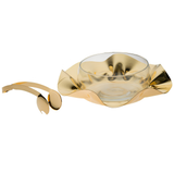 Gold Salad Bowl W/ Servers