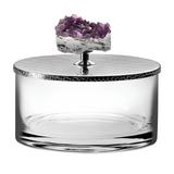 Small Stainless Steel Round Jar w/ Amethyst Stone