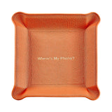 "Where's My Phone" Leather Valet Tray - Orange Goatskin