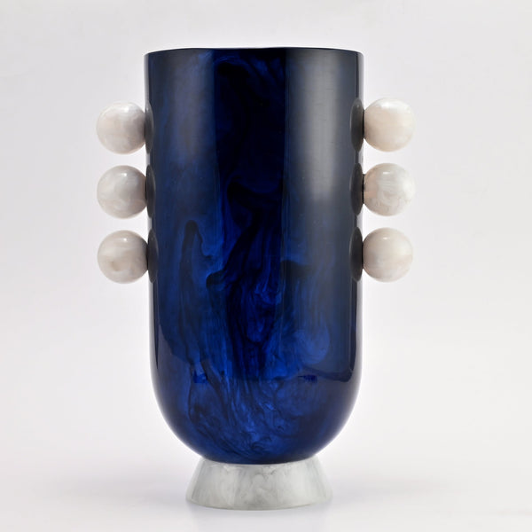 Allure Vase - Azure with Snow Ball Handle
