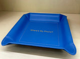 Blue Leather Valet Tray - "Where Is My Phone"
