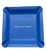 Blue Leather Valet Tray - "Where Is My Phone"