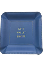 Blue Leather Valet Tray - "Keys Wallet Phone"