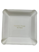 Ivory Leather Valet Tray - "Important Things Go Here"