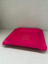 Pink Leather Valet Tray - "Keys Wallet Phone"