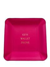 Pink Leather Valet Tray - "Keys Wallet Phone"
