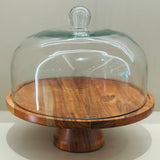 Wood Tray with Glass Dome