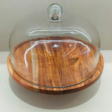 Wood Tray with Glass Dome