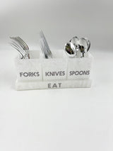FORK, SPOON & KNIFE HOLDER White Marble