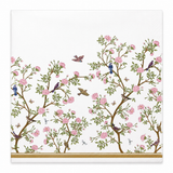 Decorative paper with floral patterns and birds on a white background