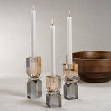 Two-Tone Crystal Candle Holder - Tall
