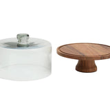 Wood & Glass Cake Plate