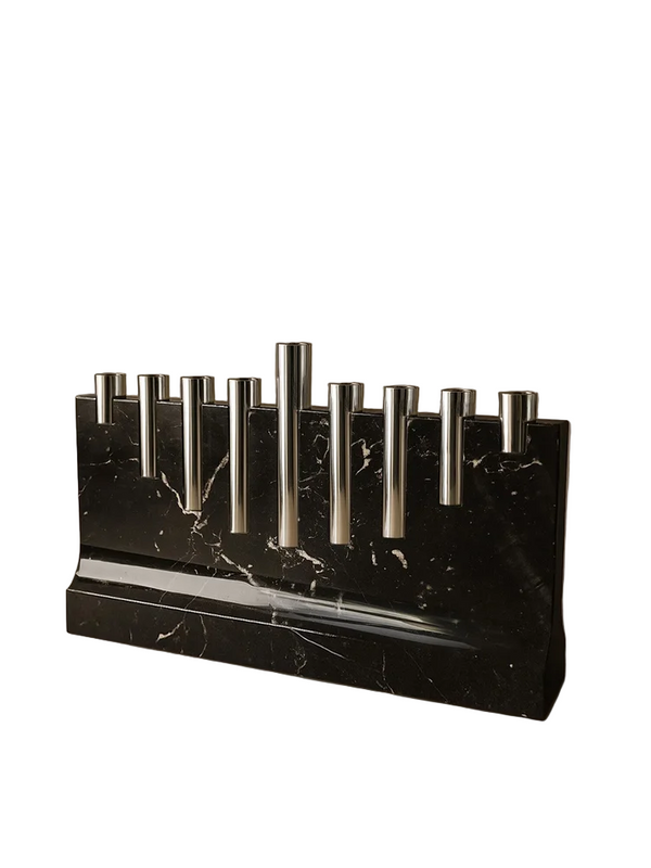 STONE HANUKKIAH - BLACK MARBLE