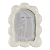 4x6" Puffy Squiggle Oval Photo Frame, Ivory