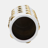 Cylinder Vase, White/gold